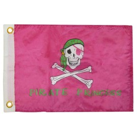 Trade Winds 12x18 12"x18" Jolly Roger Pirate Princess Pink Motorcycle Flag Grommets Premium Fade Resistant