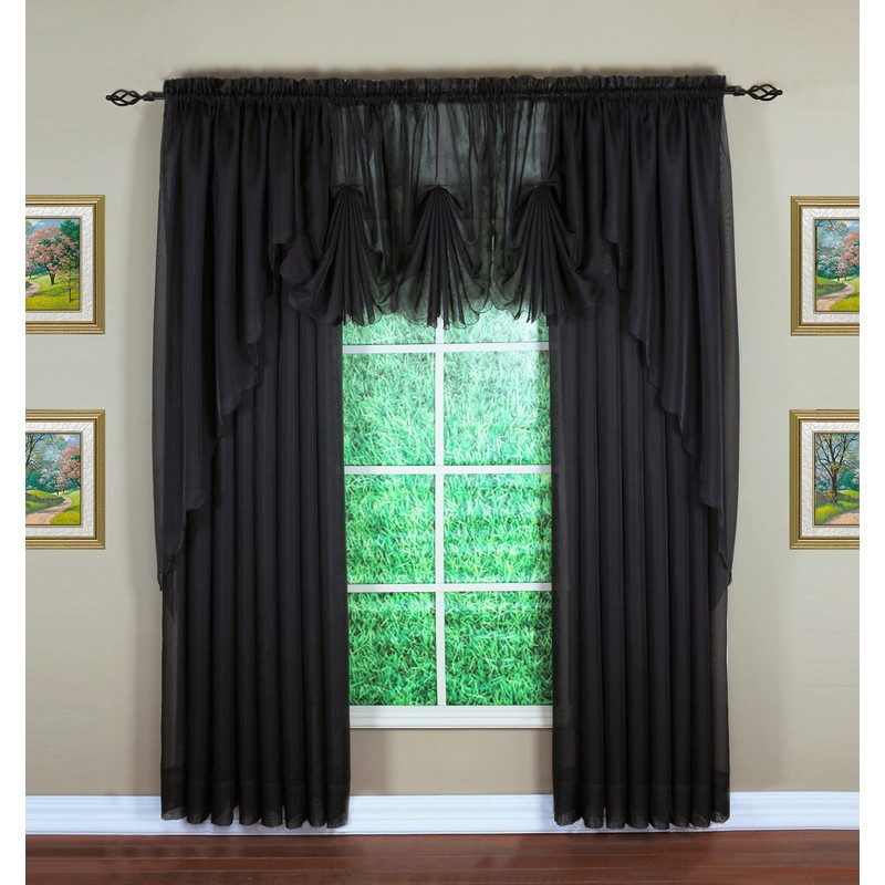 Today's Curtain Emelia Original Voile Fan Insert, Black, 30" W