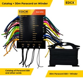 EdcX Paracord 4mm, 35+ Solid Colors (10m, 15m, 30m, 50m, 100m, 300m) | Ideal for Crafting, DIY, Camping, Survival, Outdoor | 100% Nylon Rope 4mm | (Black 30m on Winder + Catalog)