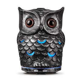 Alieye an Owl Difusor de aroma con luces LED, capacidad de 200 ml, 7 luces que cambian de color, salida de niebla fría (plateado y negro)