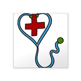 CafePress Stethoscope Square Sticker 3 X 3 Square Bumper Sticker Car Decal