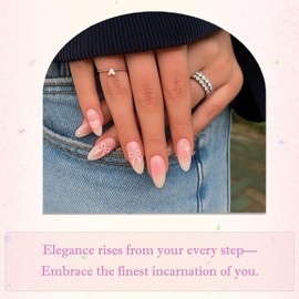 Love Butterfly French Tip False Nails with Pearl Bow, Acrylic Press on Nails, 12 Sizes for Women, Easy to Apply in 15 Minutes for Daily Use and Special Occasions