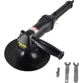 7 inch Air Sander, Heavy Duty Wet Sander, WQV Pneumatic Polisher, 4500RPM Adjustable, Left/Right Auxiliary Handle, Low Noise Low Vibration for Metal Woodworking Stone Auto Body Work Waxing