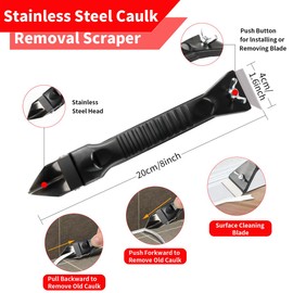 Caulk Gun Kit - Caulk Gun No Drip with 3 Silicone Caulking Tool and 3 in 1 Caulk Remover Tool, 15:1 Thrust Ratio, Professional Caulking Gun Tool for the Seams of Bathroom and Kitchen Sinks