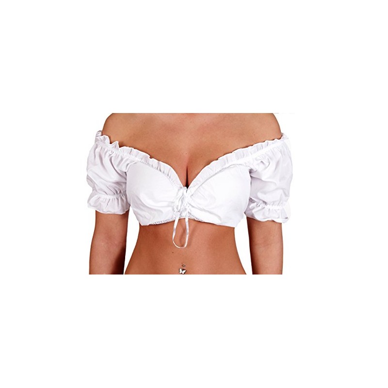 Trachtl.de Ertex GbR Dirndl Blouse in White with Drawstring Carmen