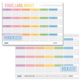 Stadt-Land-Fluss Pad A5 with 27 Categories for Good Mood | 50 Sheets | Back for Your Own Ideas | Family Game Party Game Quiz Game Gift Idea for Birthday | Sustainable and Climate Neutral