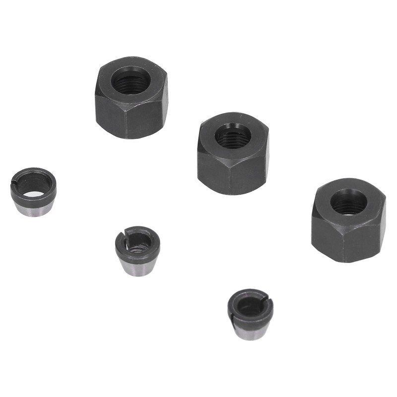 6Pcs Router Collet Adapter Carbon Steel 6mm 6.35mm 8mm Set