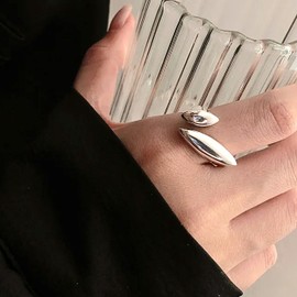 QueenBee 925 Sterling Silver Cocktail Rings, Hypoallergenic Adjustable Drop Asymmetric Stacking Rings, Trendy Bold Bar Silver Stack Ring, Minimalist Unique Silver Rings for Stacking, Perfect Silver Jewelry Birthday Gift (925 Sterling Silver Asymmetric Co