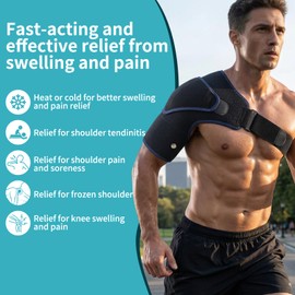 Shoulder Ice Packs, Shoulder Ice Wrap, Pro Ice Shoulder and Elbow, Cervical Ice Pack for Neck, for Relieving Rotator Cuff Pain, Including 2 Gel Ice Packs Reusable and 1 Extension Strip