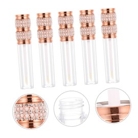 FOMIYES 5pcs Diamond Refillable Lip Gloss Tube Elegant Lipstick Containers for DIY Cosmetics Travel Friendly and Leak Design for Women and Convenient Makeup Storage
