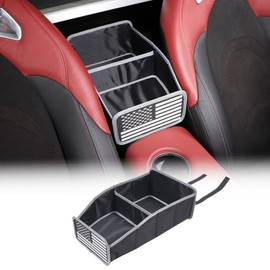 Car Seat Organizer, Storage Organizer Between Seat Compatible with Toyota Supra GR A90 A91 MK5 2019-2024, Collapsible Storage Box, Oxford Cloth Interior Storage Organizer, With American Flag