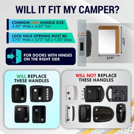 LATCH.IT Rv Door Locks & Rv Trailer Door Latch | Mini Mechanical Lock Replacement | Travel Trailer Entry Latch | 100% Metal Camper Lock with 2 Keys (Fits 2.75" x 3.75")