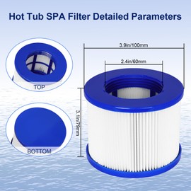 vkolim Hot Tub Replacement Filter Cartridges - Compatible with All RELXTIME, ALEKO, Wejoy, Aquaspa Hot Tub More - Screw-in Spa Filters for Inflatable Hot Tubs & Massage Pools (12 Pack)