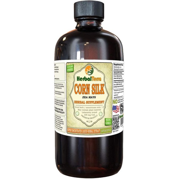 Corn Silk (Zea Mays) Tincture, Organic Dried Silk Liquid Extract (Brand Name: HerbalTerra, Proudly Made in USA) 32 fl.oz (0.95 l)