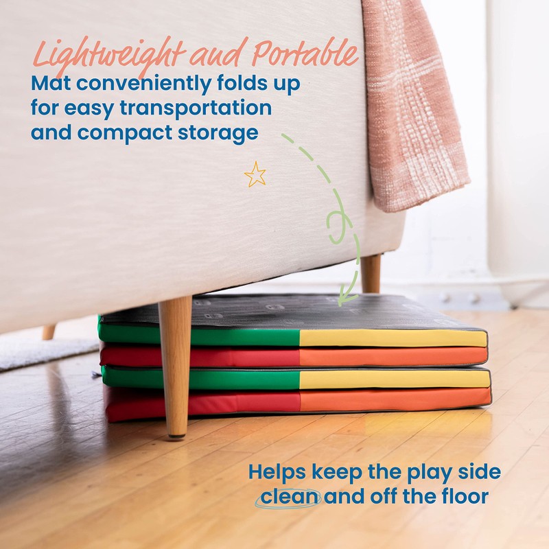 ECR4Kids SoftZone Square Dance Activity Mat, Folding Playmat, Assorted