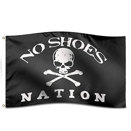 bbgm5 No Shoes Flag Nation Pirate Boat Flag 3x5 Ft-4 rows of lock stitching-Pirate Flag 3x5 Outdoor Heavy Polyester for Boat, Camping, Motorcycle