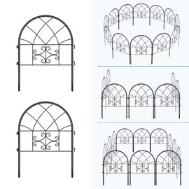 Decorative Garden Fence Panels 4-Pack, 20"x26" Black Metal Arched Border for Flower Bed Edging, Rustproof No-Dig Animal Barrier for Dogs, Rabbits, Patio & Yard Outdoor Decor