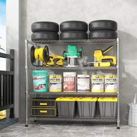 Homdox Heavy Duty Metal Shelves for Storage, 4 Tier Storage Racks and Shelving, Commercial Adjustable Wire Shelving Unit on Wheels, Garage Rack Pantry Shelves Kitchen Shelving, 18"x48"x72", Chrome