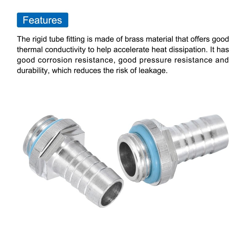 sourcing map Hose Barb G1/4 x 10mm Thread Male Aluminium