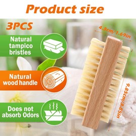 Wooden Nail Brush, 3 Pack Nail Scrubbing Brushes for Cleaning Nails, Hand Scrubbing Brush with Wooden Handle, Hard Nail Brush for Daily Hygiene, Travel and Pet Care