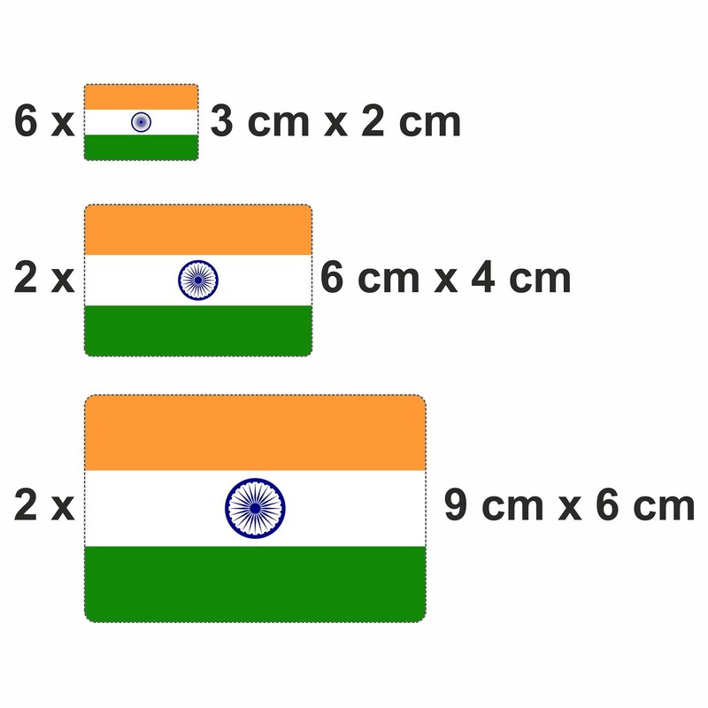 Set of 10 Flag Stickers India Car Sticker