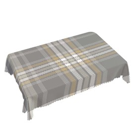 Walmsco Tablecloth Gray Brown Plaid Decor For Dining Room Kitchen Rectangular Table Cover 132 * 178cm