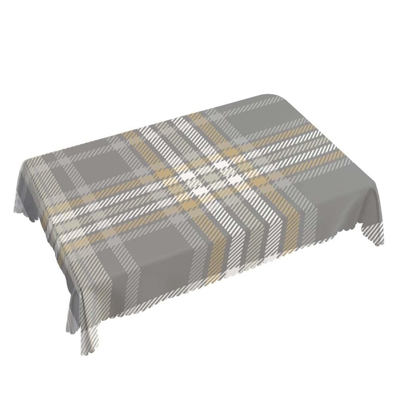 Walmsco Tablecloth Gray Brown Plaid Decor For Dining Room Kitchen