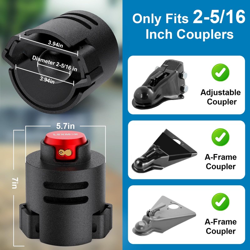Trailer Hitch Lock 2 5/16" Heavy Duty Trailer Lock Fits