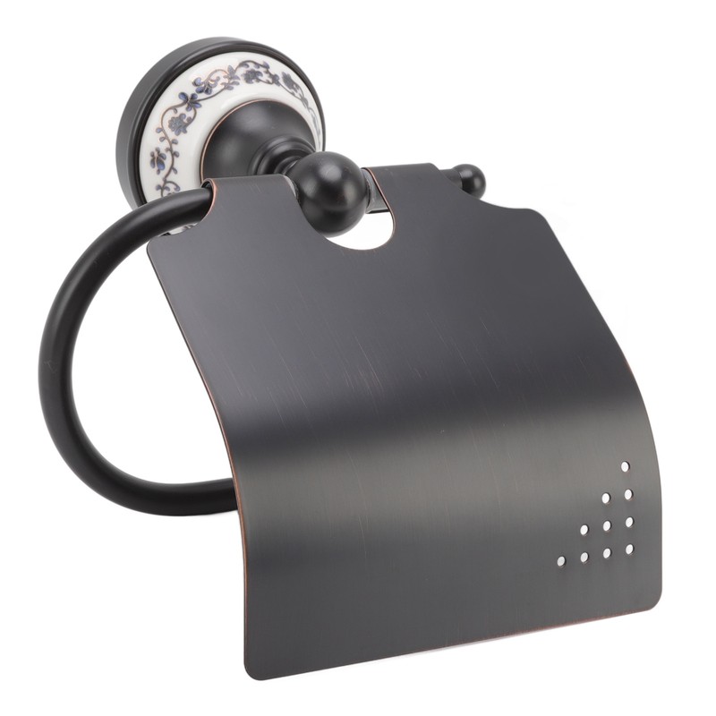 Paper Towel Dispenser Dark Bronze Blue and White Porcelain Wall