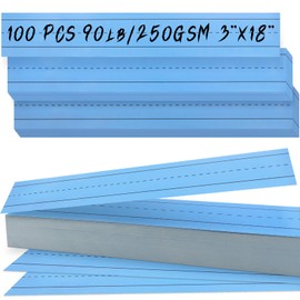 LOTMER 100 Sheets Colour Sentence Strips, 92LB/250gsm Cardstock Ruled Strips 3 x 18 Inches for Teachers, Classrooms, Offices (Blue)