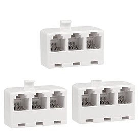 Duplex Jack Phone Wall Adapter-1 to 2 Modular Wall Jack Phone Line RJ11 Converter Adapter Splitter for Home Office ADSL DSL Fax Model Cordless Phone System (3 Way Splitter(3Pack)
