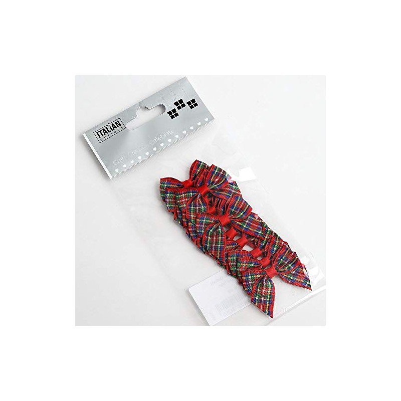 Italian Options Tartan Ribbon Bows 12-Piece Pack, 4 cm Bow