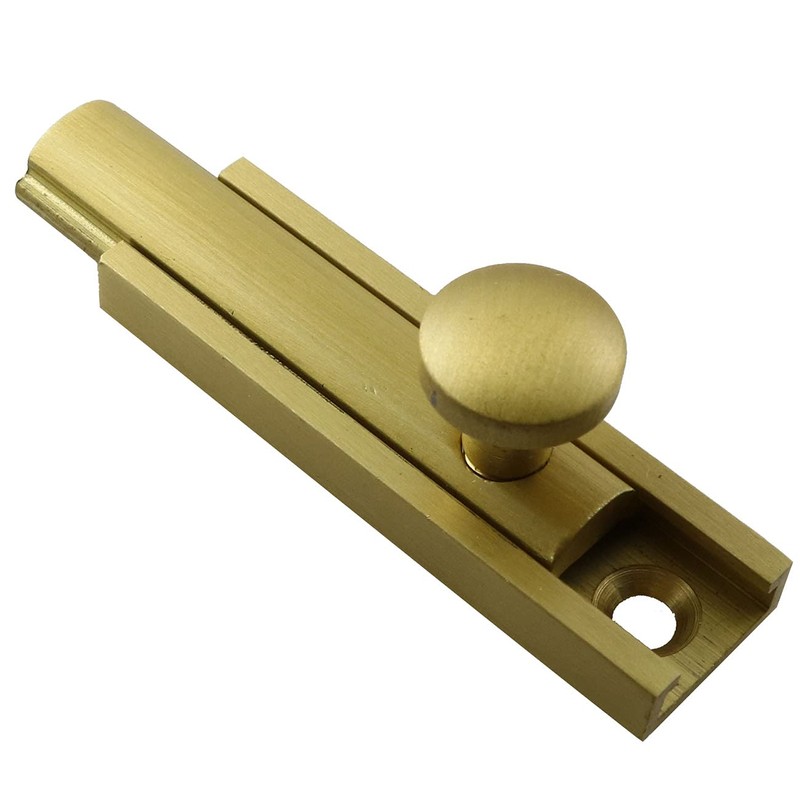 LQ Industrial Slide Bolt Latch Catch 2Inch Brass Surface Slide