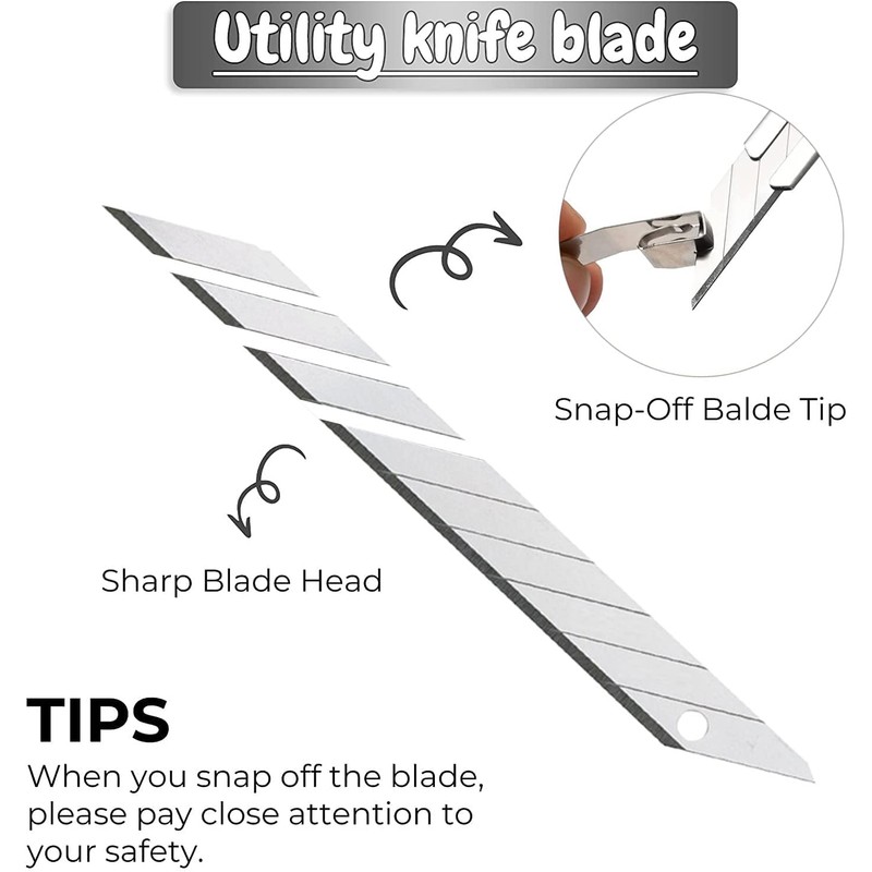 Gebildet 2pcs 9mm Utility Knife with 20pcs Replaceable Blades -Auto