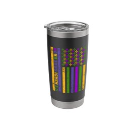 Funny It's Mardi Gras Bruh Crawfish Carnival American Flag Stainless Steel Insulated Tumbler