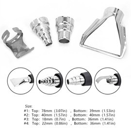 Kodrily Heat Gun Nozzles Kit, Stainless Steel Heat Gun Attachments Tips, 4Pcs Heat Air Nozzles Electric Kit Accessories, Hot Air Gun Nozzle Replacement Parts Industrial Tools