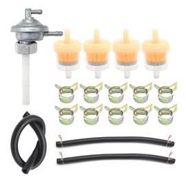 Hoypeyfiy Fuel Switch with M16 x 1.5 Metal Thread Connector and Fuel Hose, Replacement for CPI, Keeway, Kymco, Includes Fuel Filter and Hose Clamp