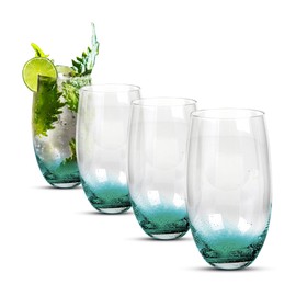 Impulse Nassau Highball, Clear/Aqua, Set of 4