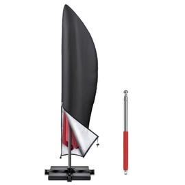 BROSYDA Custodia protettiva per ombrellone con asta, copertura Banana Cantilever, con chiusura lampo, impermeabile, traspirante, tessuto Oxford nero, per ombrellone esterno, 265 x 40/70/50 cm