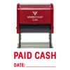 Paid Cash with Date Line Self Inking Rubber Stamp (Red