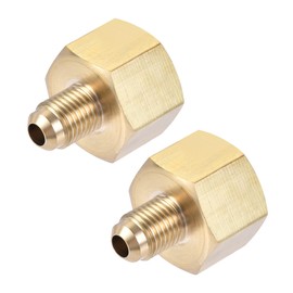sourcing map Brass Pipe Fitting, 1/4 SAE Flare Male 1/2 SAE Female Thread, Tube Adapter Connector, for Air Conditioner Refrigeration, 2Pcs