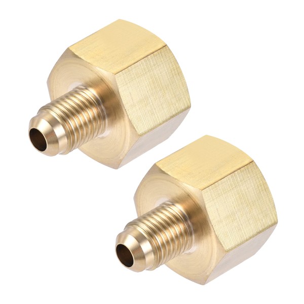 sourcing map Brass Pipe Fitting, 1/4 SAE Flare Male 1/2