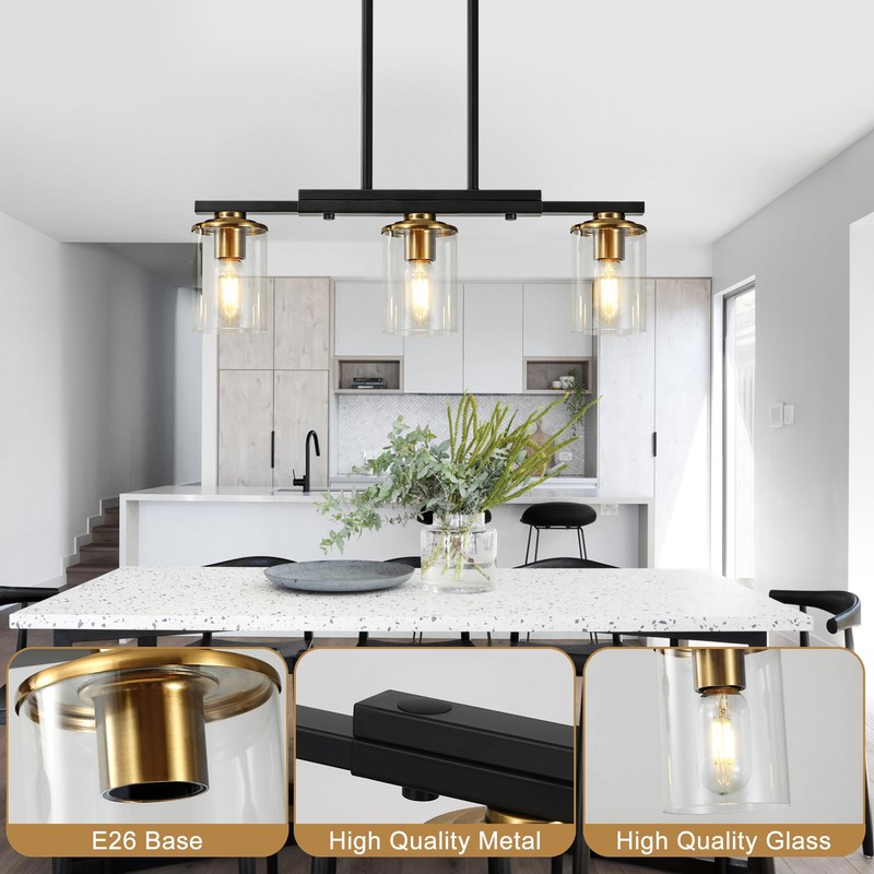 XvmBvm 3-Light Kitchen Island Lighting,Dining Room Lights Modern Farmhouse Chandelier
