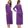 Marvmys Women Cotton Long Nightgowns Long Sleeves Nightshirts V Neck