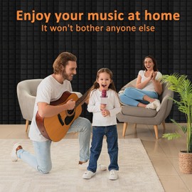 HUIDNAI 1 Pack Acoustic Foam Panels 48"x24"x2" Soundproofing Noise Cancelling Wall Panels - High Density Sound Absorbing Tiles for Home Studio, Office (1 Pack Black, 48X24X2 Inch)