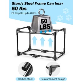 JOYTUTUS Collapsible Dog Crate, 37 Inch Portable Pet Crate for Car, Travel Dog Kennel Foldable Dog Crate for Large Dog 70lbs, Soft Cat Carrier Fit for Indoor & Outdoor/Trunk (Blue)