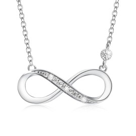 Collar de plata para mujer 925, Collar Infinito colgante para mujer, Collar amistad con Zirconia, joyería elegante dama,Regalos para mamá Esposa Novia Día de la Madre cumpleaños, Regalo de Boda