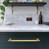 QOGRISUN 2-Pack Solid Brass Cabinet Pulls,Grooved Gold Bar Handles, 12-3/5-Inch