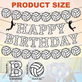 Gosknor Volleyball Happy Birthday Banner, Volleyball Theme Party Bunting Decorations for Sports Theme Birthday Party Supplies