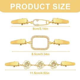 NHQ Pack of 3 Pullover Clips, Brooches & Lapel Pins for Women, Keider Clip, Cardigan Clip, Vintage Pullover Clips, Antique Scarf Clip, RCA Clip, Alloy Cardigan Clip, Sweater Cardigan Clips (Gold),